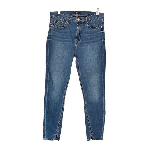 7 For All Mankind | Women’s The High Rise Ankle Skinny Denim Blue Jeans - Picture 3 of 16